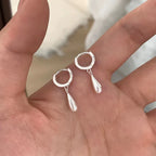 925 Polished Sterling Silver Hoop Teardrop Earrings