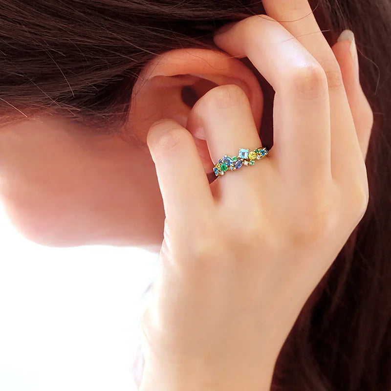 Nature Inspired Cubic Zirconia Brass Ring