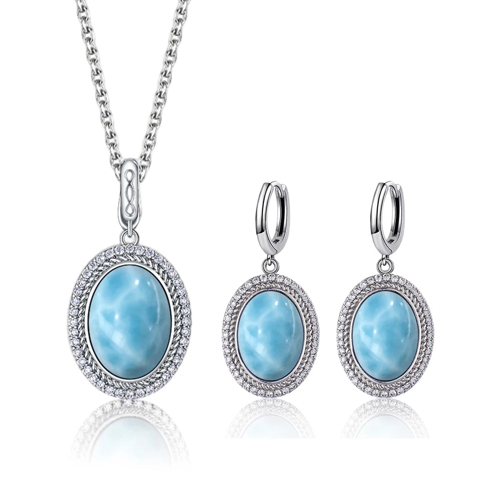 925 Sterling Silver Natural Moonstone Pendant & Earrings Set - Choose Your Stone