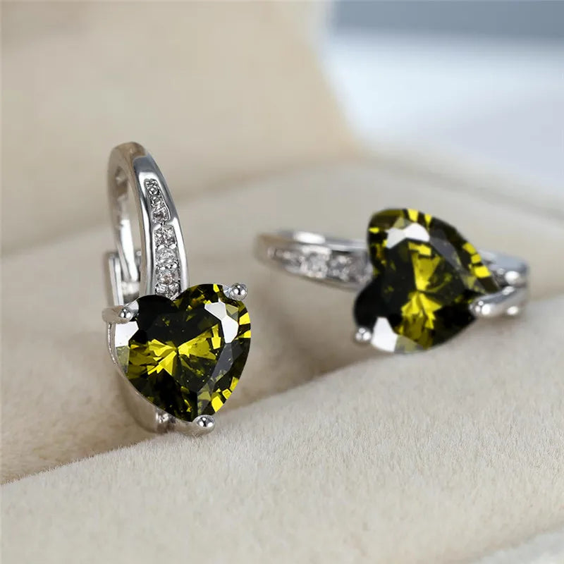 Cubic Zirconia Hoop Alloy Earrings - 11 Colors!
