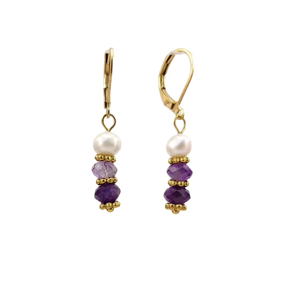 8 Colors! 18K Gold Plated Dangle Earrings with Freshwater Pearls & Crystals