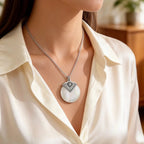 Large Mother of Pearl Disk Pendant in 925 Sterling Silver