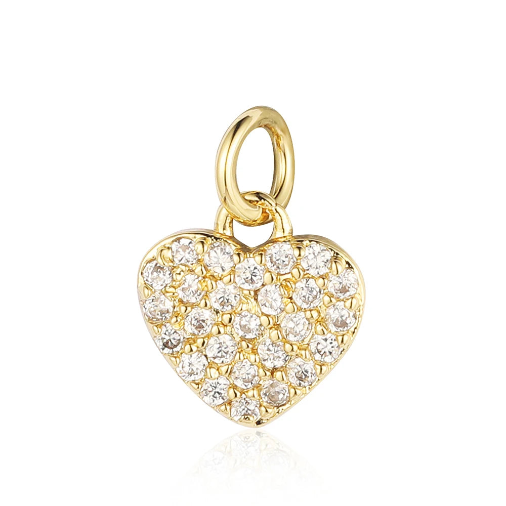 5-Piece Cubic Zirconia Copper Charms for Jewelry Making