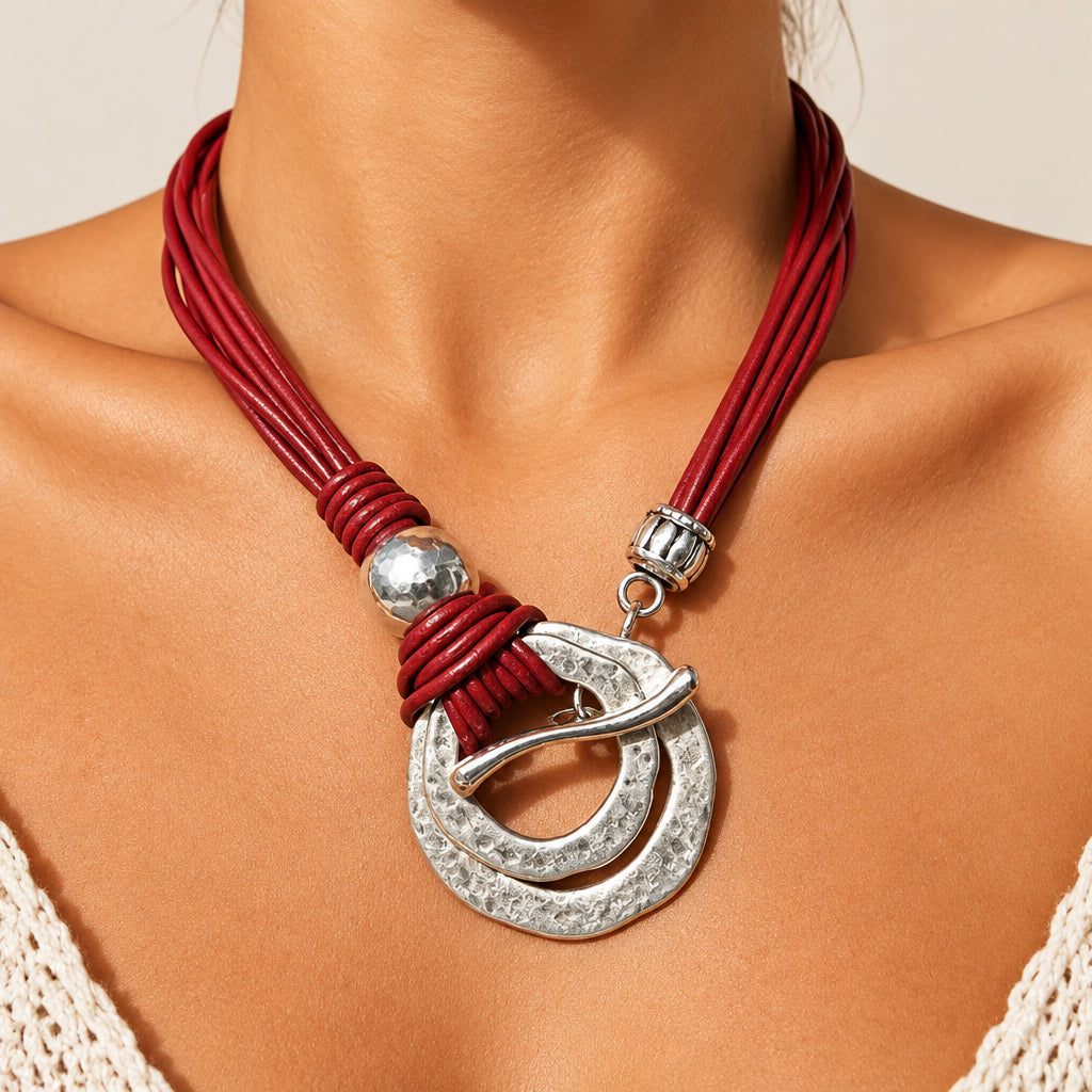 Vintage-Inspired Carved Floral Circle Pendant Necklace