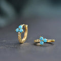 Dainty Three-Petal Ceramic Flower Hoop Earrings