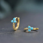 Dainty Three-Petal Ceramic Flower Hoop Earrings