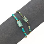 Boho Bracelet with Natural Turquoise & Amazonite Beads & Gold-Plated Copper Chain