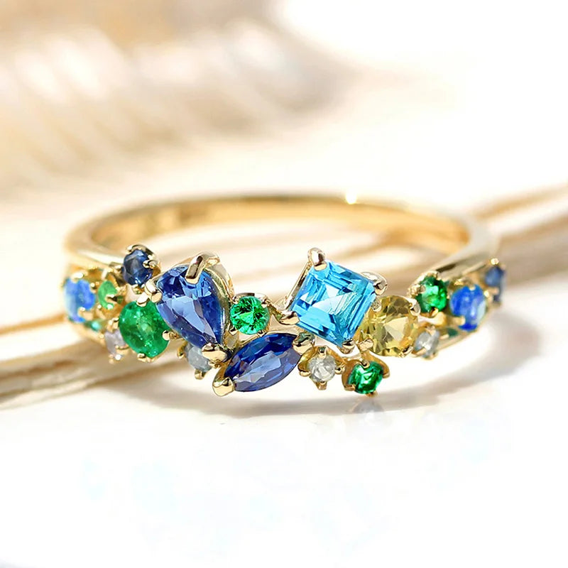 Nature Inspired Cubic Zirconia Brass Ring