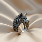 Gothic Wolf Head Stainless Steel Band Ring