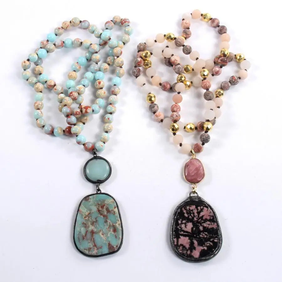 Bohemian Natural Bead Stone Necklace in Zinc Alloy