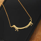 18K Gold Plated Zinc Alloy Dachshund Sausage Dog Necklace