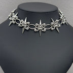 Punk Rock Y2K Piercing Spike Chain Cross Choker & Bracelet Stainless Steel