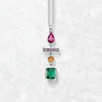 Geometric Colorful Pendant in 925 Sterling Silver with Zircon Stones