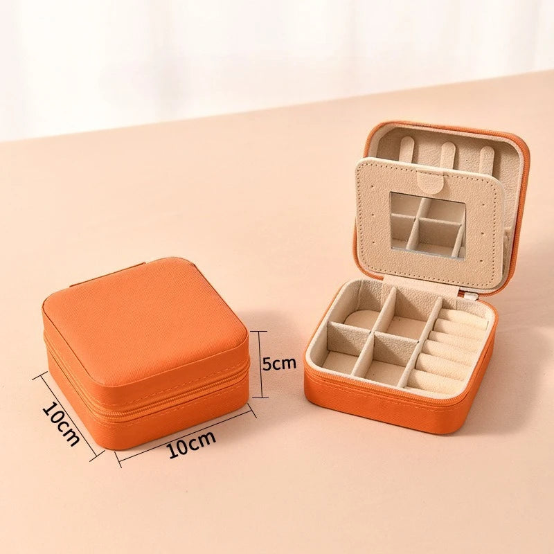 Elegant Leather Travel Jewelry Box – Compact Jewelry Organizer in 12 Colors