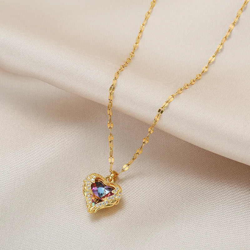 18K Gold Plated Cubic Zirconia Heart Necklace