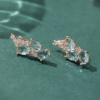 Clear Blue CZ KC Gold Plated Copper Earrings