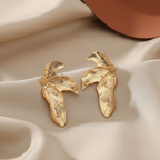 Bold Geometric Half-Flower Alloy Stud Earrings