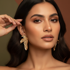 Bold Geometric Half-Flower Alloy Stud Earrings