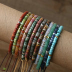 Adjustable Rope Bracelet with Natural Stone Beads - Large Selection