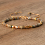 Adjustable Rope Bracelet with Natural Stone Beads - Large Selection