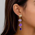Elegant Gold-Plated Oil-Drip Stud Earrings in Alloy