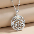Triple Moon Goddess Opal Witch Knot Necklace