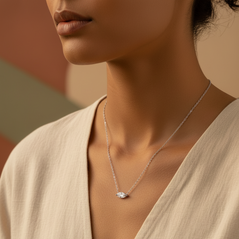 18K Gold-Plated Stainless-Steel Necklaces in Gold or Silver with Zircon Stone