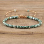 Adjustable Rope Bracelet with Natural Stone Beads - Large Selection