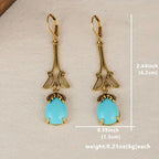Vintage-Inspired Gold-Plated Alloy Drop Earrings with Resin Stones