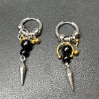 Y2K Punk Goth Spike Rivet Ball Pearl Stainless Steel Hoop Earrings