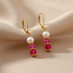 8 Colors! 18K Gold Plated Dangle Earrings with Freshwater Pearls & Crystals