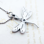Pink Dragonfly Pendant Necklace in 925 Sterling Silver with Zircon Stones