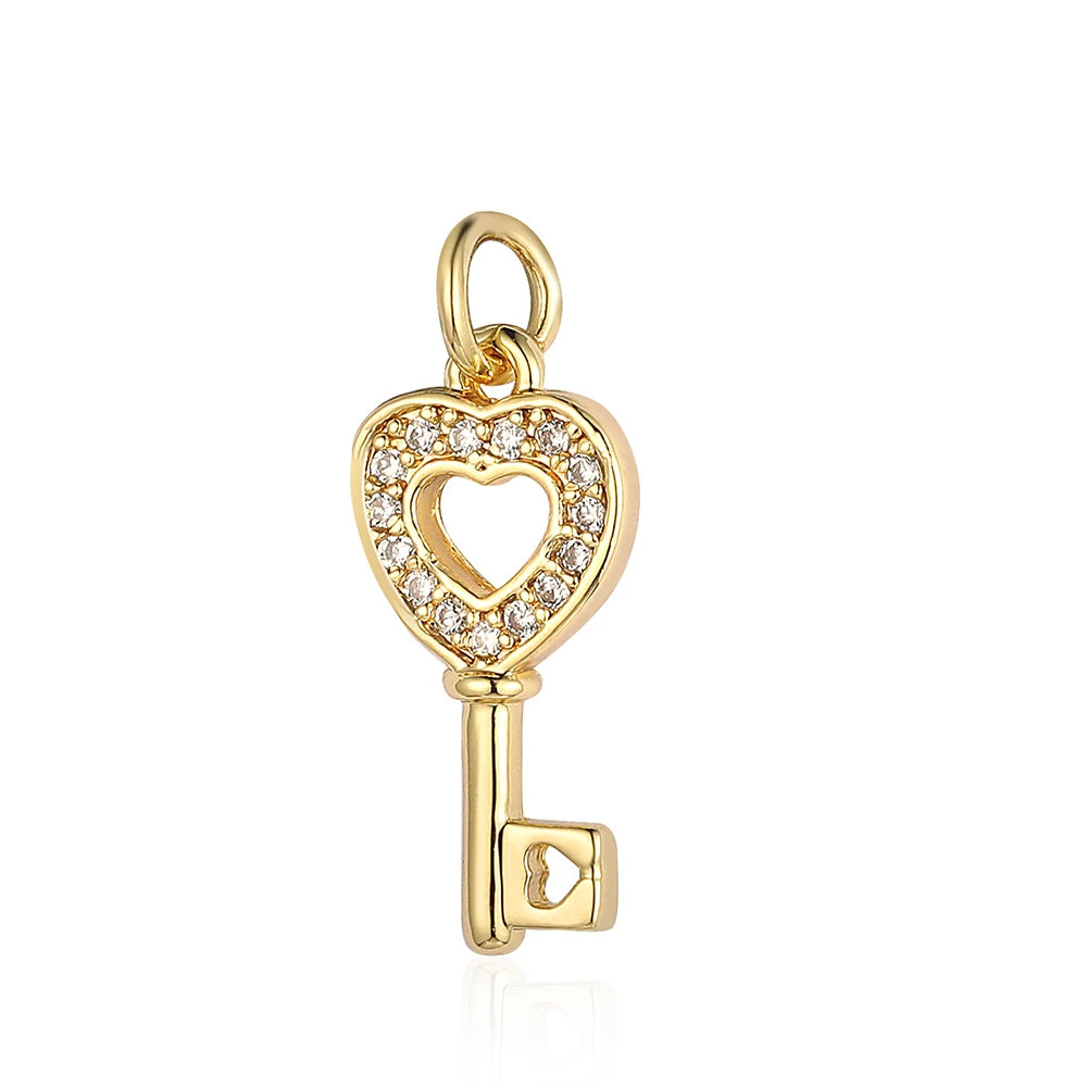 5-Piece Cubic Zirconia Copper Charms for Jewelry Making