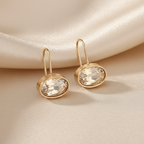 Bold Oval Champagne Stone Dangle Alloy Earrings
