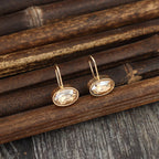 Bold Oval Champagne Stone Dangle Alloy Earrings