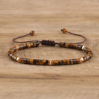 Adjustable Rope Bracelet with Natural Stone Beads - Large Selection