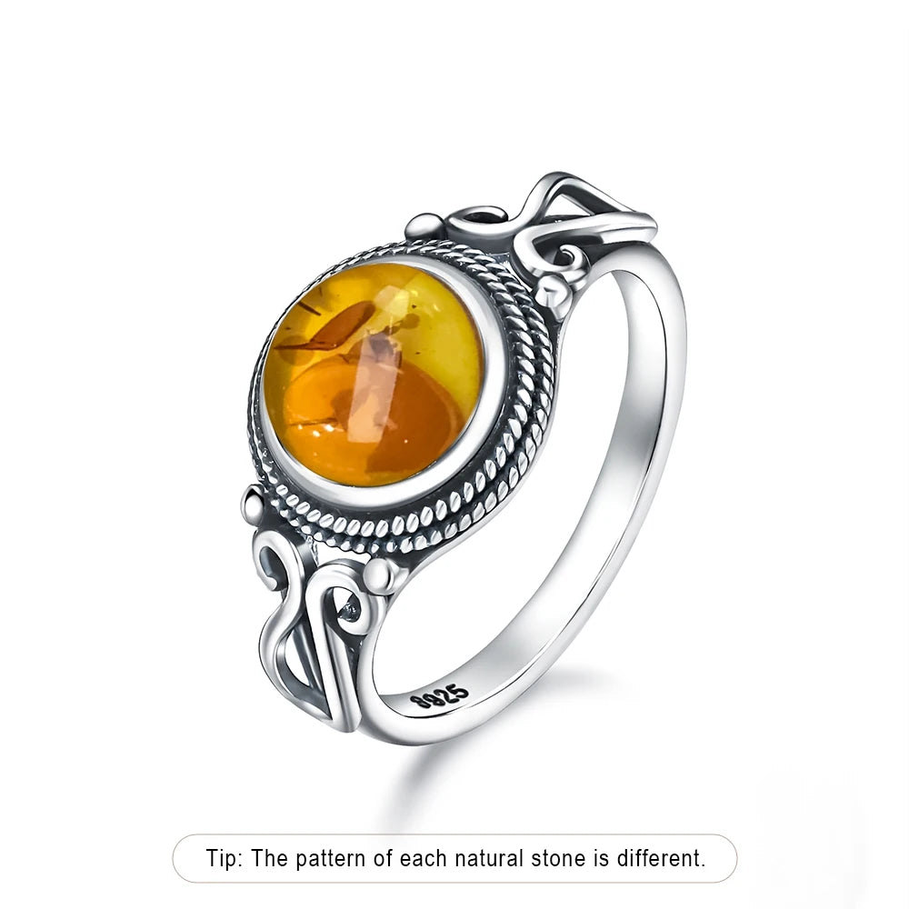 925 Sterling Silver Gemstone Ring – 8mm Natural Stone, Choose Your Favorite Gemstone