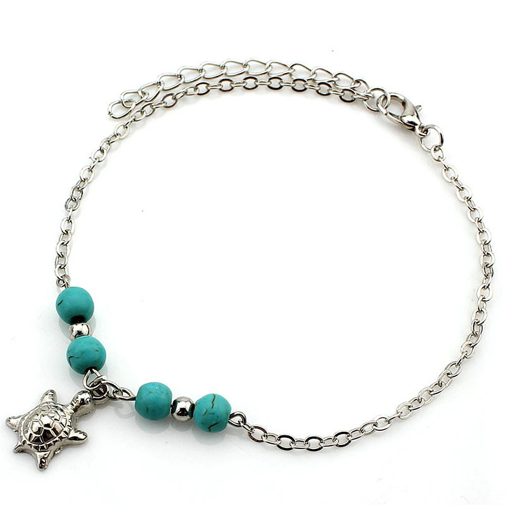 Boho Turquoise Resin Bead Summer Anklet in Zinc Alloy - Choose Your Design