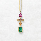 Geometric Colorful Pendant in 925 Sterling Silver with Zircon Stones