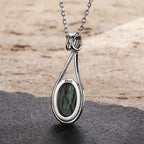 Platinum Plated Sterling Silver Pendant with Natural Labradorite