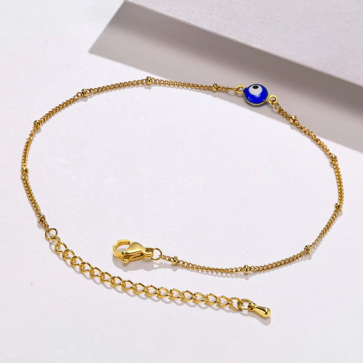 Gold-Plated Stainless-Steel Lucky Blue Evil Eye Anklet - Various Styles!!