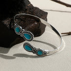 Adjustable Zinc Alloy Flower Detail Bracelet with Stone - Antique Inspired, Elegant, Boho