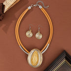Colorful Oval Crystal Statement Necklace & Earrings Set