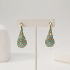 Bohemian Blue Stone Inlaid Gold-Plated Alloy Drop Earrings