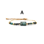 Boho Bracelet with Natural Turquoise & Amazonite Beads & Gold-Plated Copper Chain