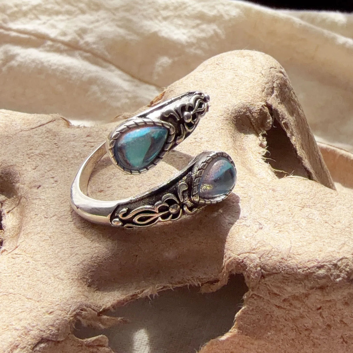 Light Blue Zircon Ring in 925 Sterling Silver Adjustable