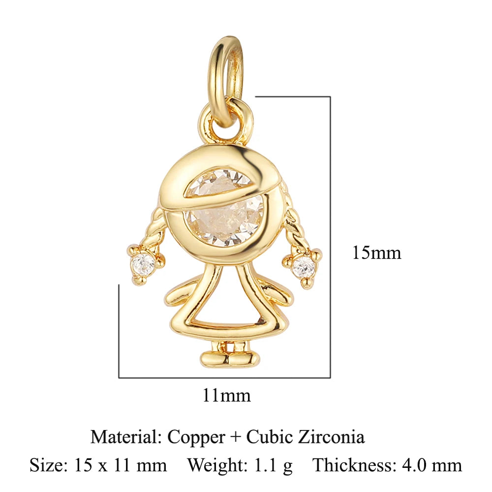 5-Piece Cubic Zirconia Copper Charms for Jewelry Making