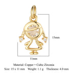 5-Piece Cubic Zirconia Copper Charms for Jewelry Making