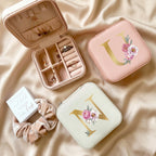 Personalized Gold Initial Floral Jewelry Box – Romantic Travel Jewelry Case