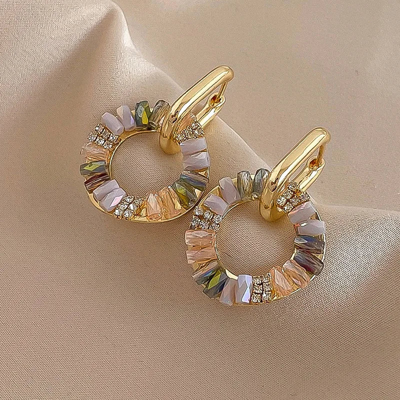 2 in 1 Elegant Colorful Zircon Earrings